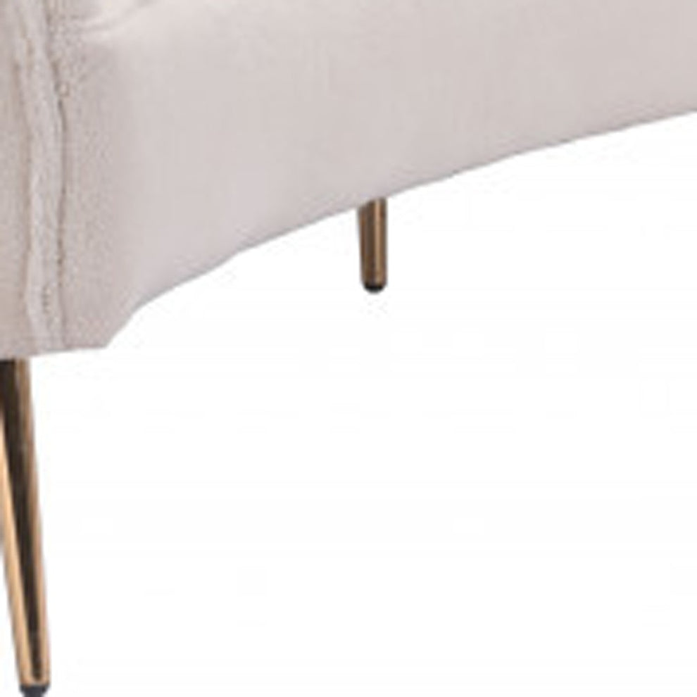 86" White Polyester Blend And Gold Sofa By Homeroots | Sofas | Modishstore - 7