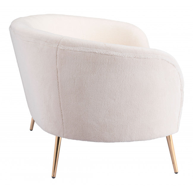 86" White Polyester Blend And Gold Sofa By Homeroots | Sofas | Modishstore - 2