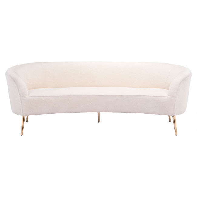 86" White Polyester Blend And Gold Sofa By Homeroots | Sofas | Modishstore - 3