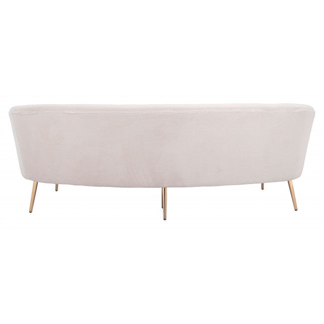 86" White Polyester Blend And Gold Sofa By Homeroots | Sofas | Modishstore - 4