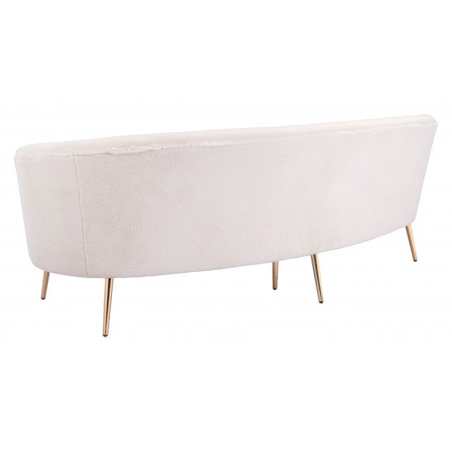 86" White Polyester Blend And Gold Sofa By Homeroots | Sofas | Modishstore - 5