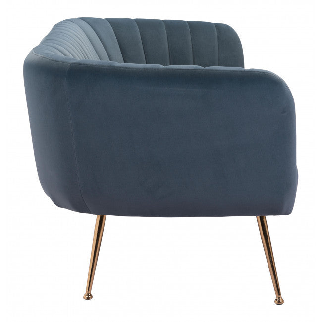 70" Dark Gray Velvet And Gold Sofa By Homeroots | Sofas | Modishstore - 4