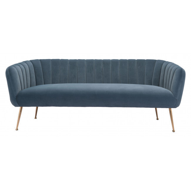 70" Dark Gray Velvet And Gold Sofa By Homeroots | Sofas | Modishstore - 3