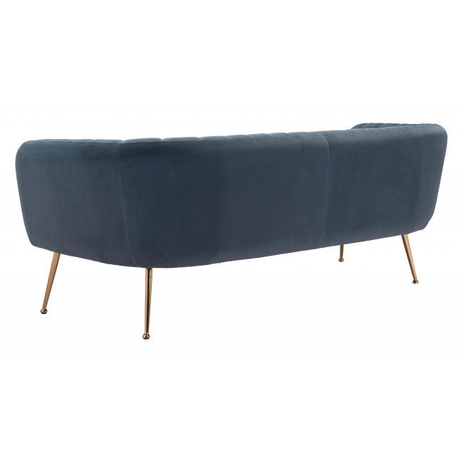 70" Dark Gray Velvet And Gold Sofa By Homeroots | Sofas | Modishstore - 6