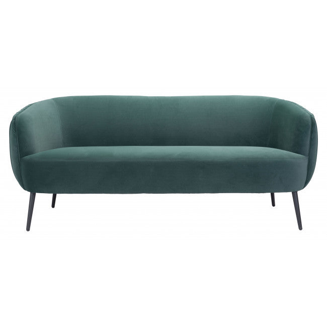 Glam Green Pleated Velvet with Black Sofa By Homeroots | Sofas | Modishstore - 3