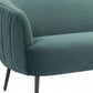 Glam Green Pleated Velvet with Black Sofa By Homeroots