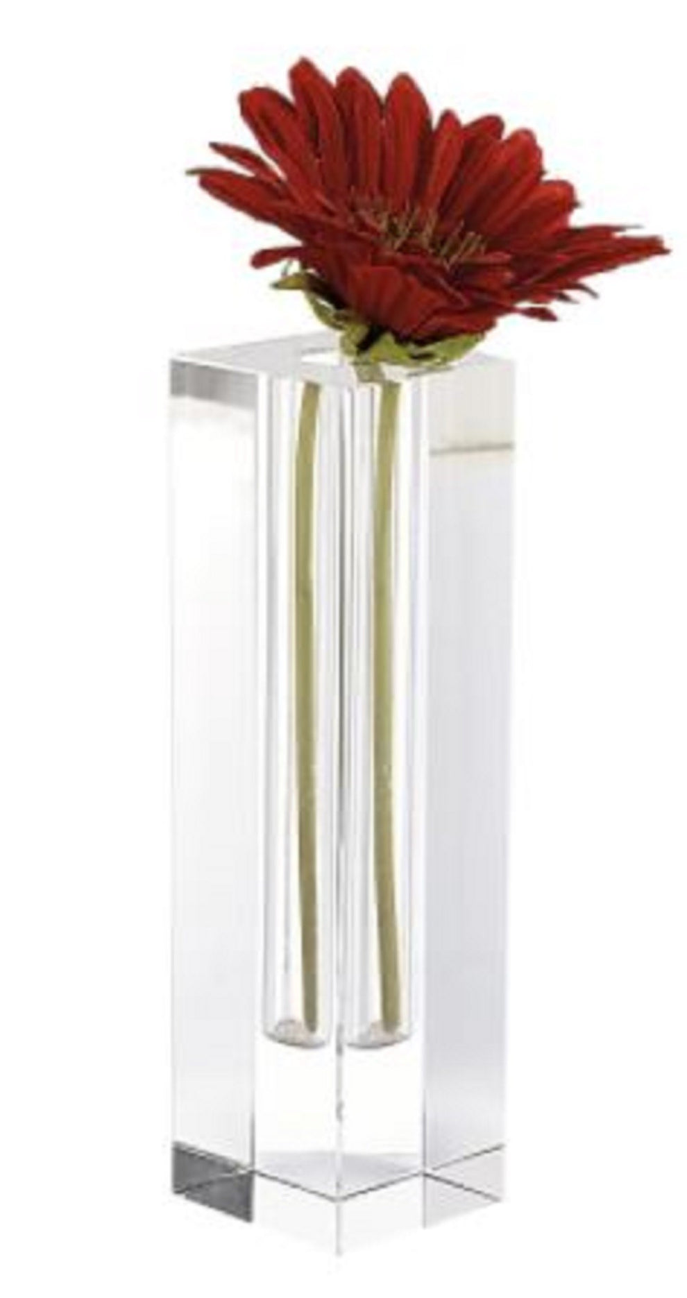 Modern Clear Tall Block Optical Crystal Vase By Homeroots | Vases | Modishstore - 2