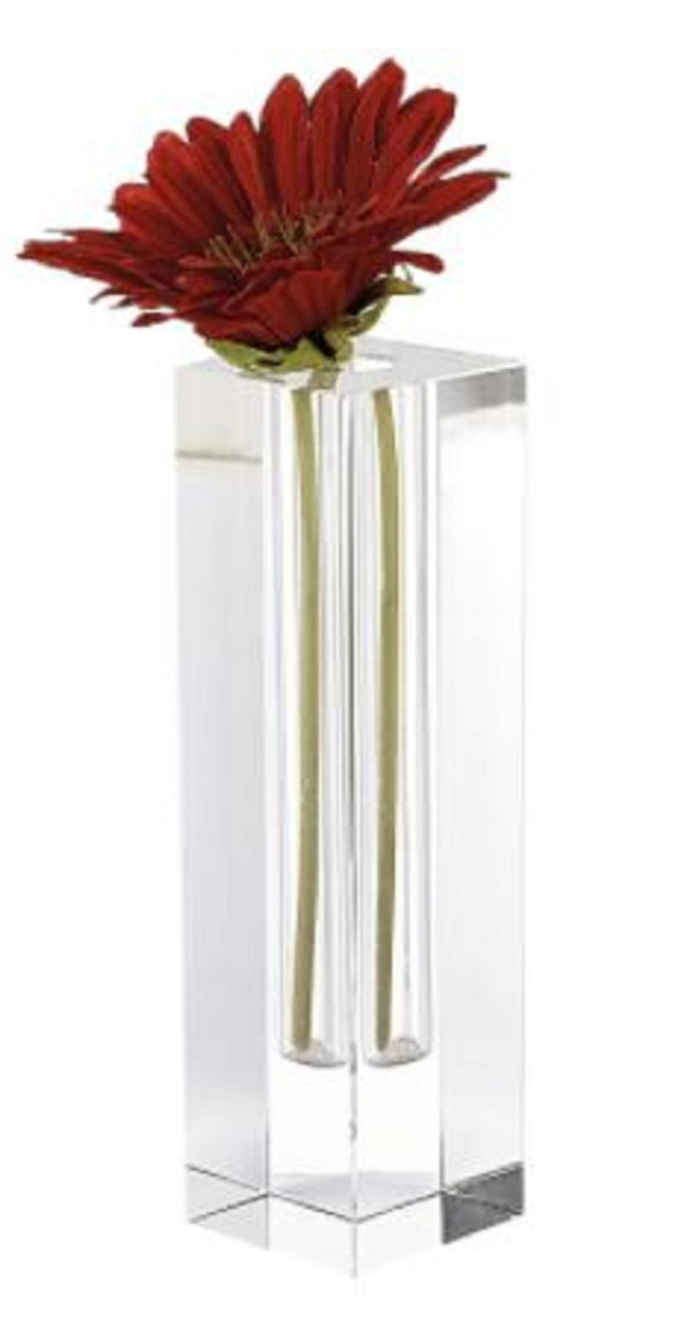 Modern Clear Tall Block Optical Crystal Vase By Homeroots | Vases | Modishstore - 3