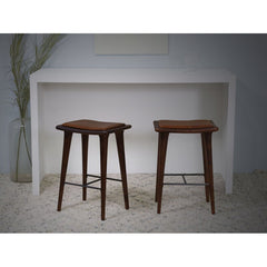 Walnut Finish Leather Counter Stool By Homeroots