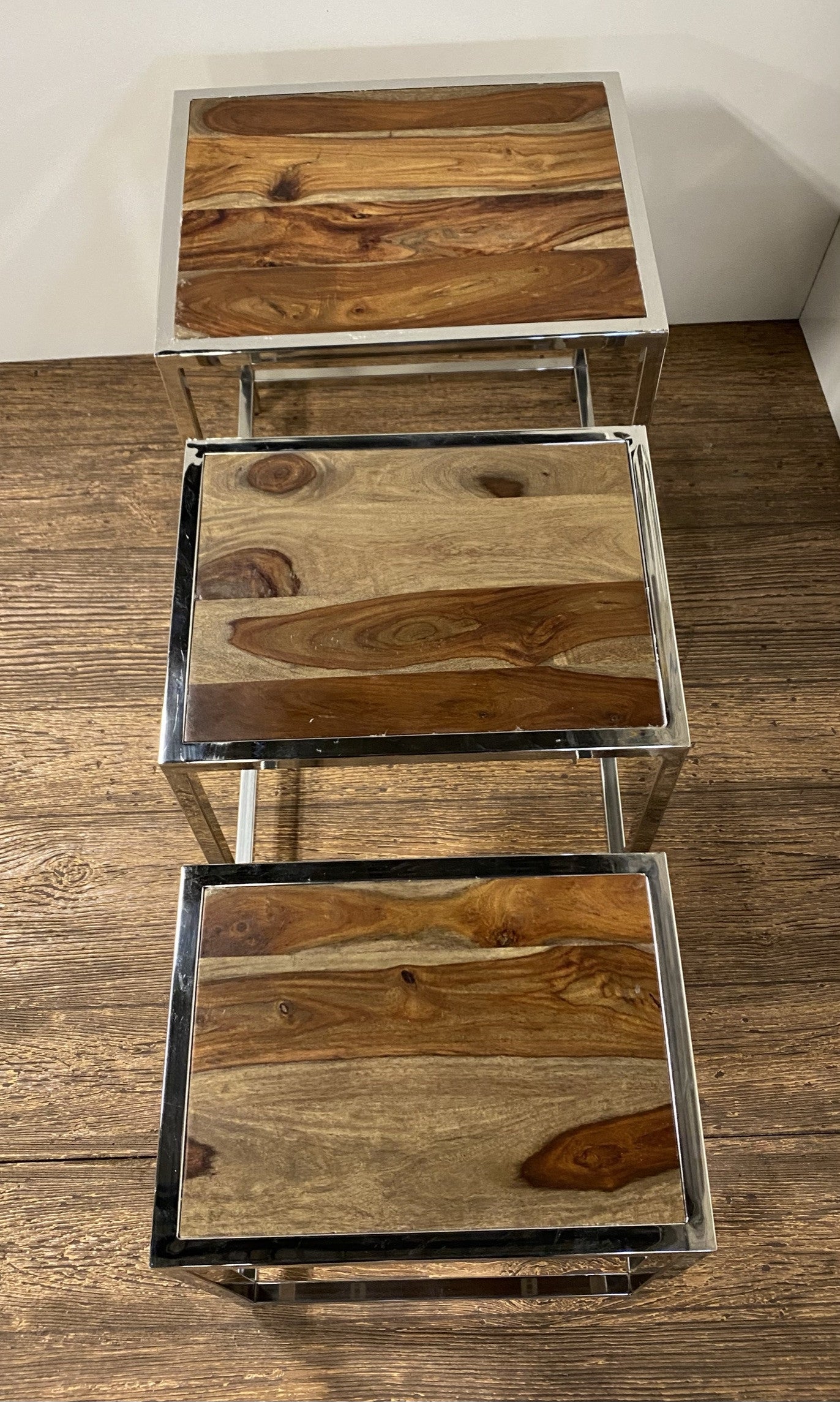 Set of 3 Modern Rustic Nesting Tables By Homeroots | Side Tables | Modishstore - 2