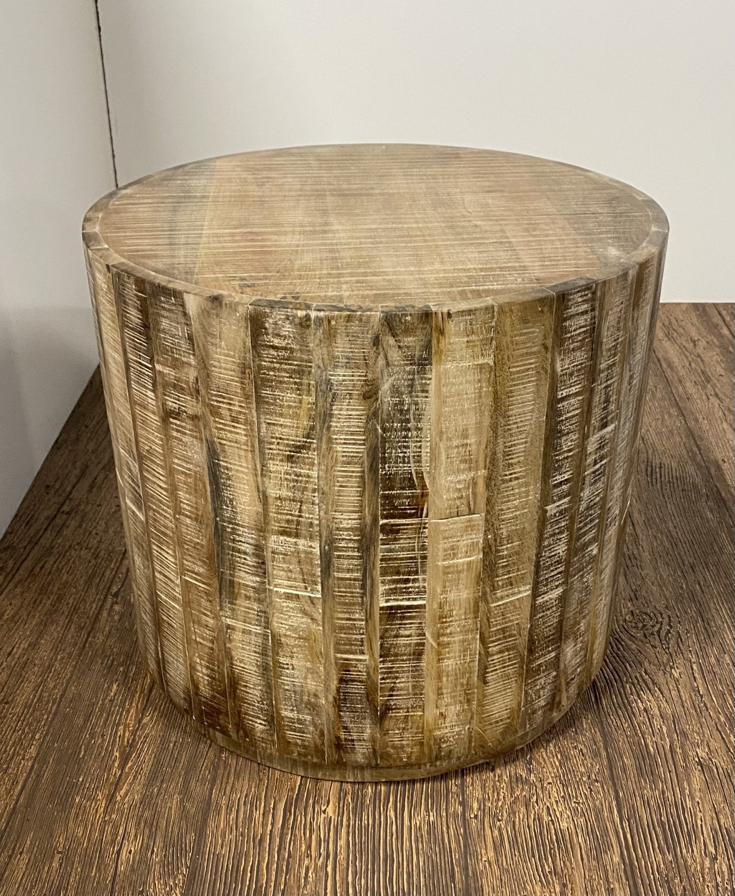 Updated Rustic Round Stump End Table By Homeroots