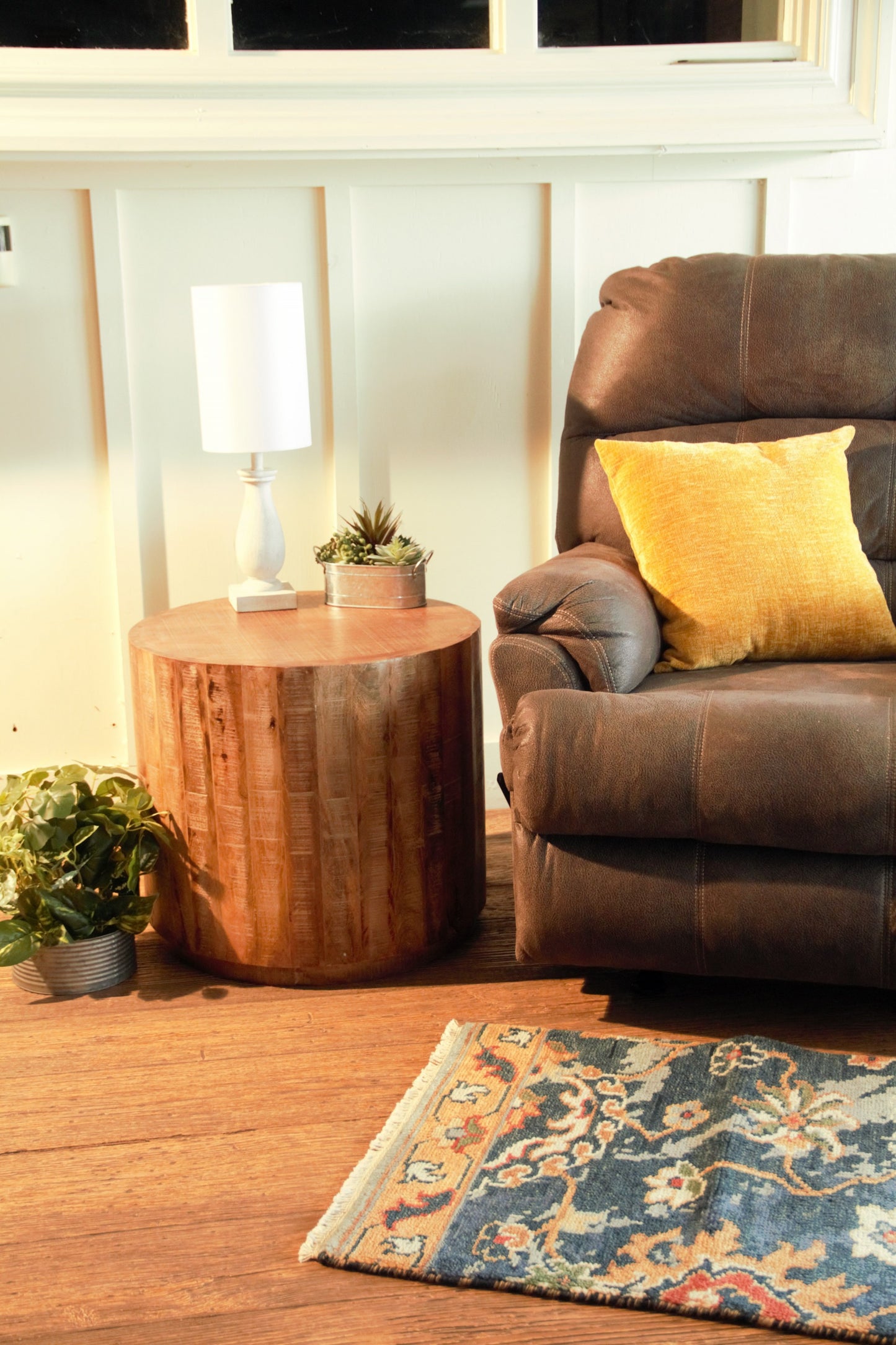 Updated Rustic Round Stump End Table By Homeroots