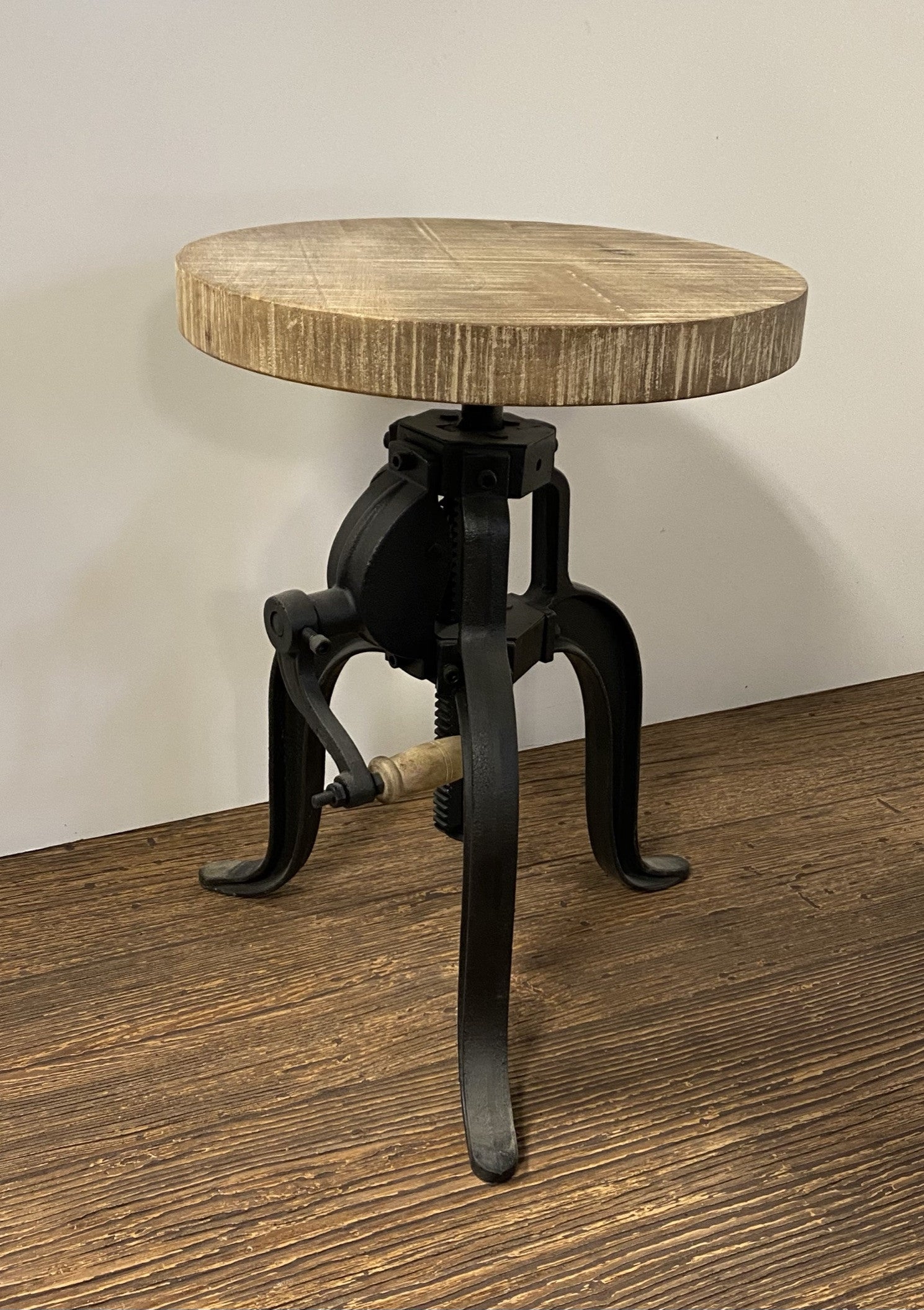 Industrial Adjustable Rustic Crank Stool By Homeroots | Stools | Modishstore