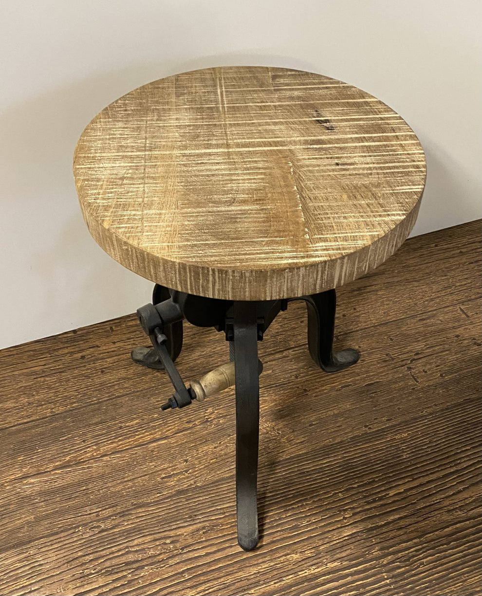 Industrial Adjustable Rustic Crank Stool By Homeroots | Stools | Modishstore - 2
