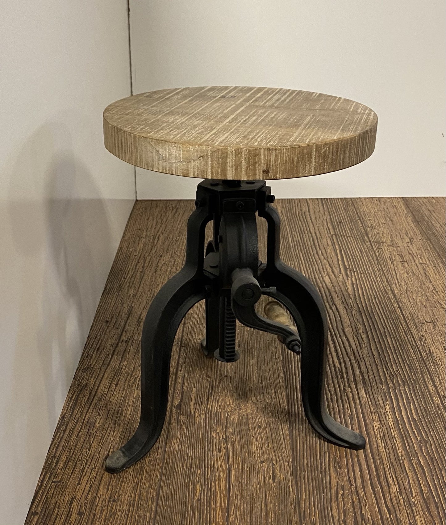 Industrial Adjustable Rustic Crank Stool By Homeroots | Stools | Modishstore - 4