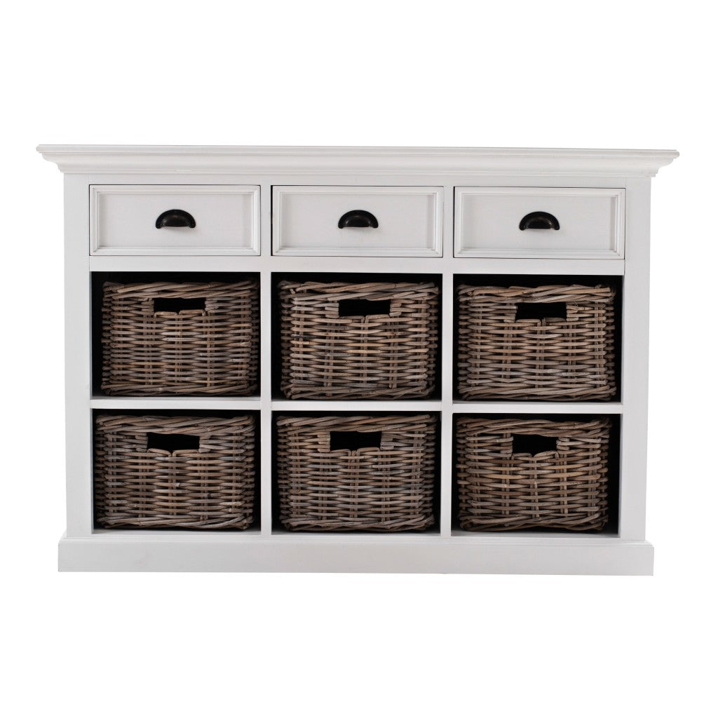 Modern Farmhouse Buffet Server With Basket Set By Homeroots | Sideboards | Modishstore