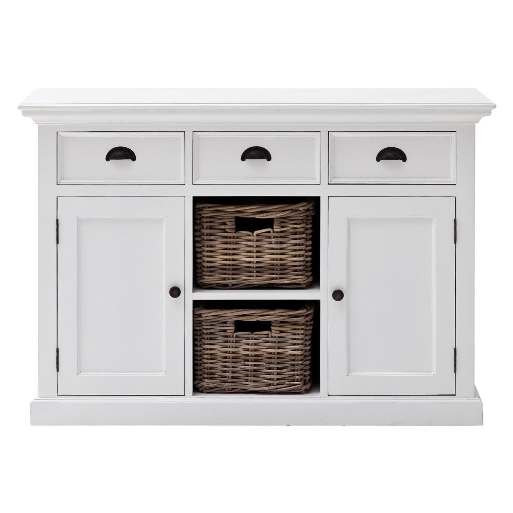 White Modern Farmhouse Large Accent Cabinet With Baskets By Homeroots | Cabinets | Modishstore - 5