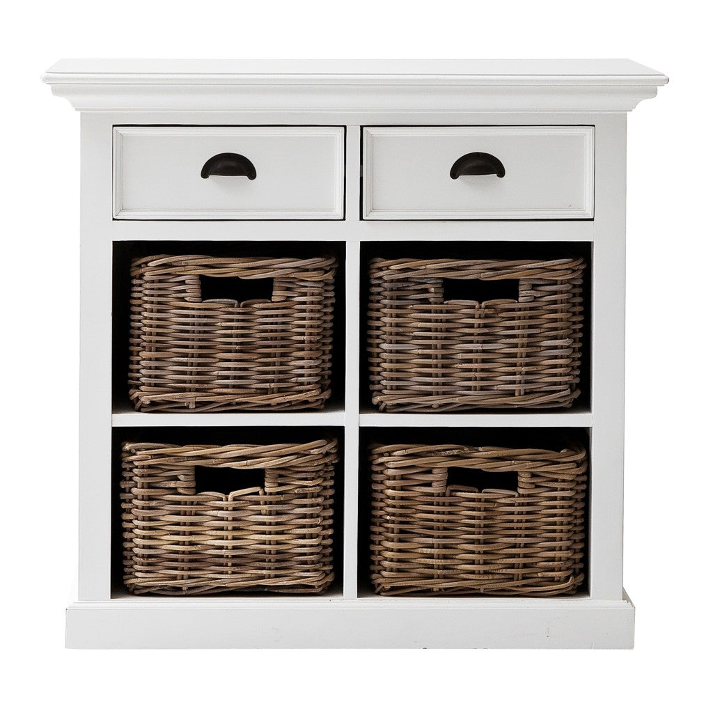 Modern Farmhouse White Medium Accent Cabinet With Baskets By Homeroots | Cabinets | Modishstore - 5