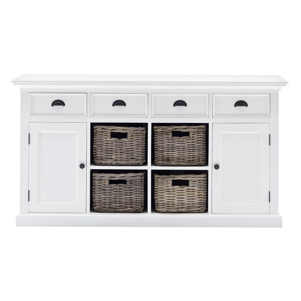 Modern Farmhouse White Buffet With Baskets By Homeroots | Sideboards | Modishstore