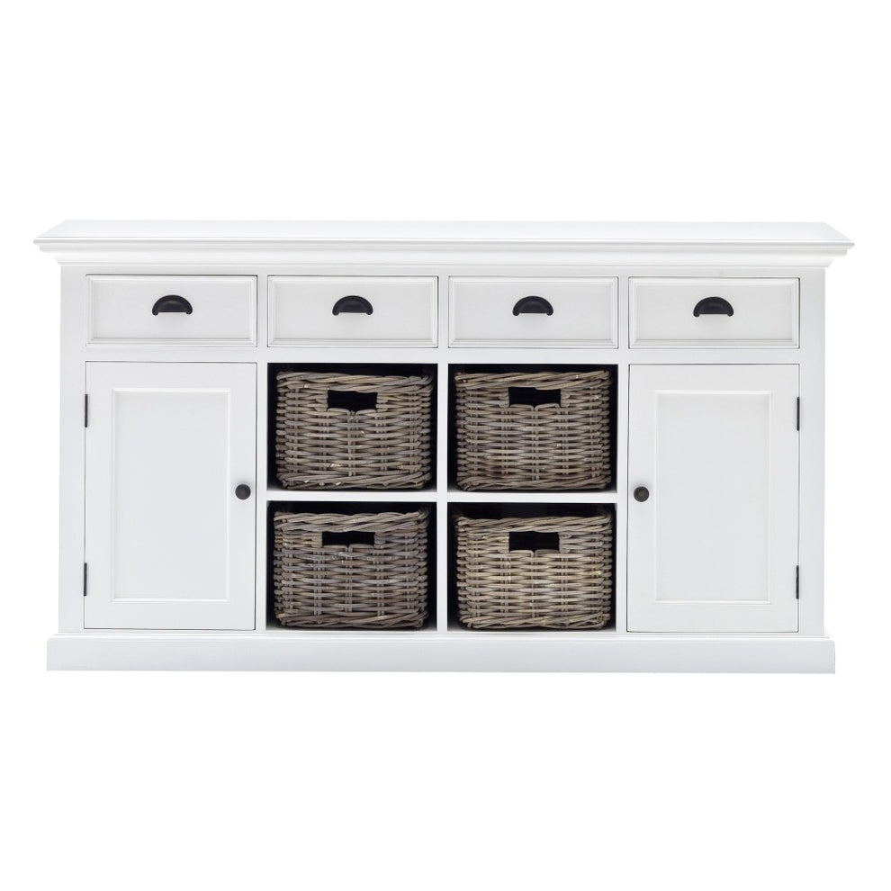 Modern Farmhouse White Buffet With Baskets By Homeroots | Sideboards | Modishstore - 2