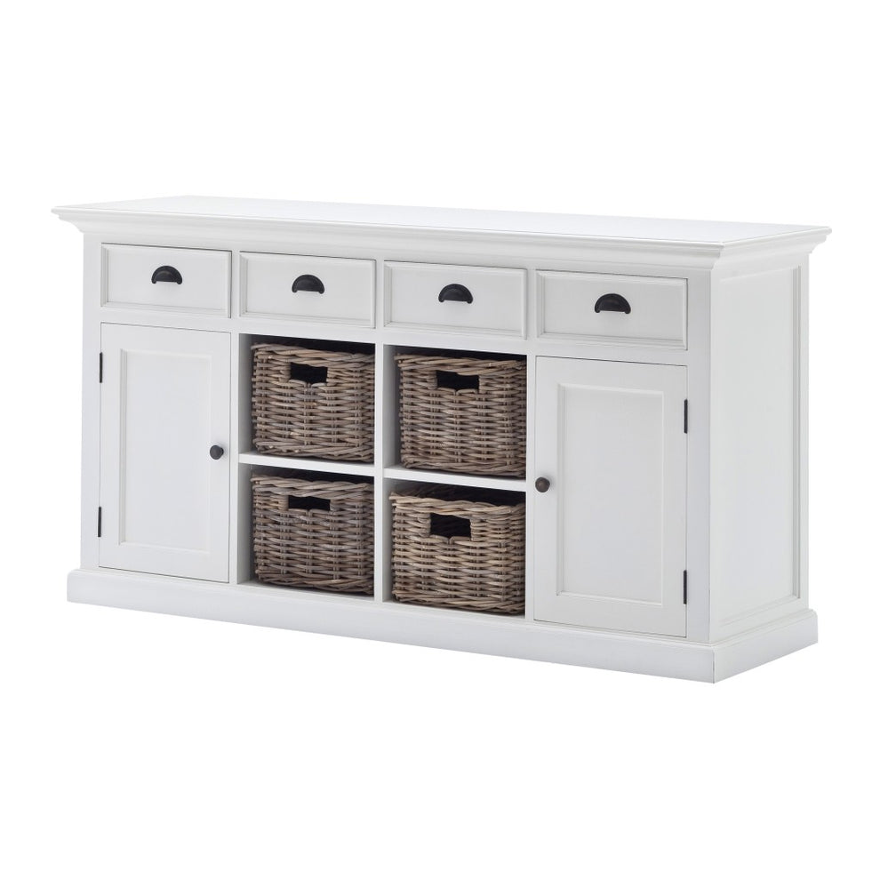 Modern Farmhouse White Buffet With Baskets By Homeroots | Sideboards | Modishstore - 3