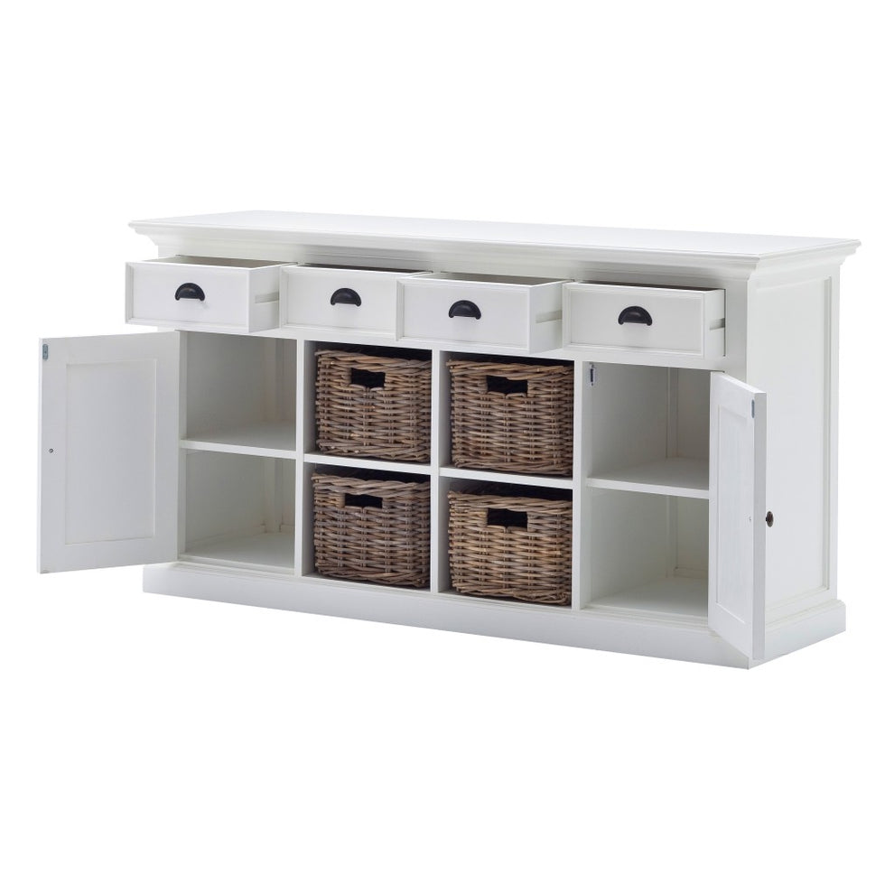 Modern Farmhouse White Buffet With Baskets By Homeroots | Sideboards | Modishstore - 4