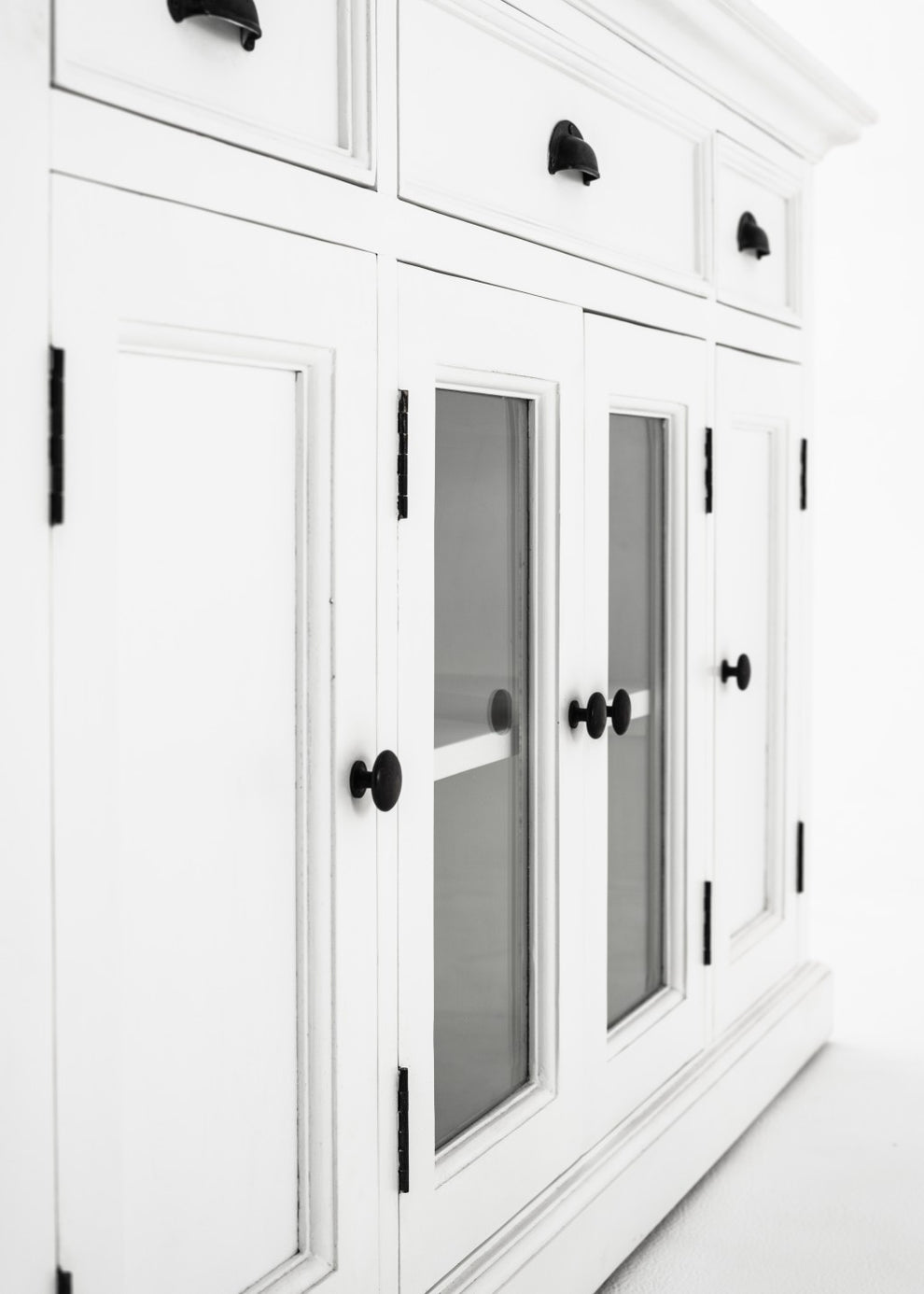 White Accent Cabinet With Glass Doors By Homeroots | Cabinets | Modishstore - 4