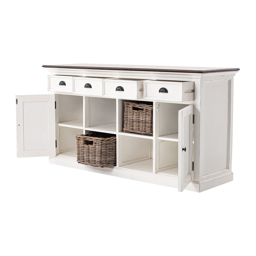 Modern Farmhouse Brown And White Buffet Server With Baskets By Homeroots | Sideboards | Modishstore - 3
