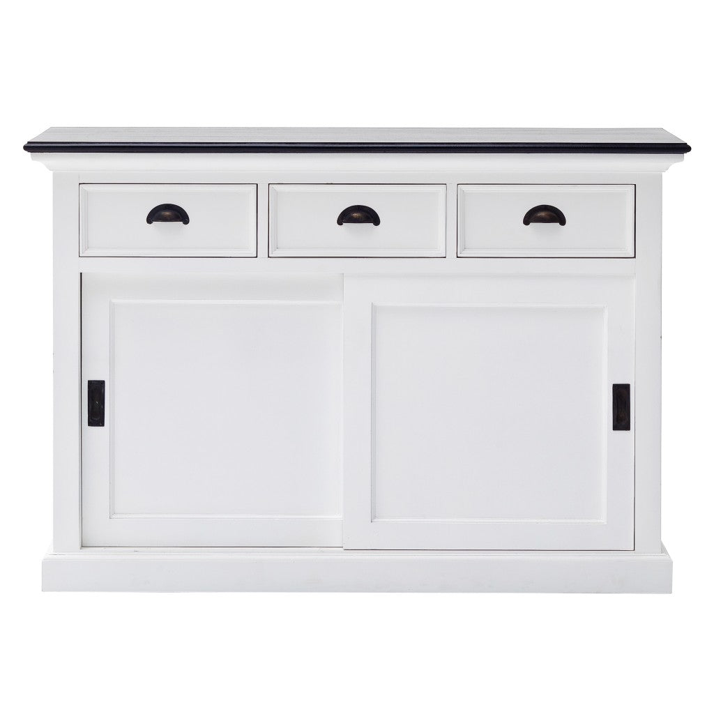 Modern Farmhouse Black And White Buffet Server With Sliding Doors By Homeroots | Sideboards | Modishstore