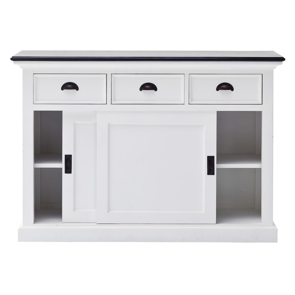 Modern Farmhouse Black And White Buffet Server With Sliding Doors By Homeroots | Sideboards | Modishstore - 2