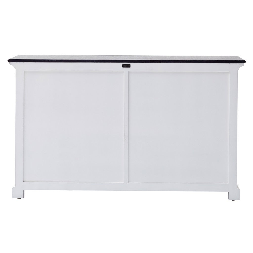 Modern Farmhouse Black And White Buffet Server With Sliding Doors By Homeroots | Sideboards | Modishstore - 4