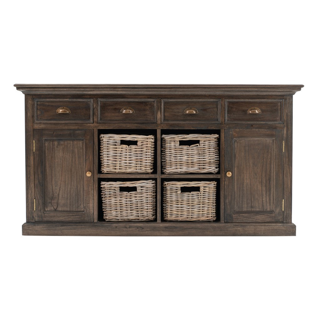 Modern Farmhouse Rustic Espresso Buffet With Baskets By Homeroots | Sideboards | Modishstore