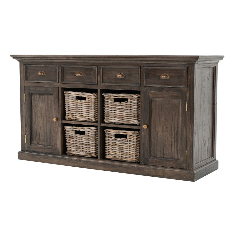 Modern Farmhouse Rustic Espresso Buffet With Baskets By Homeroots | Sideboards | Modishstore - 2