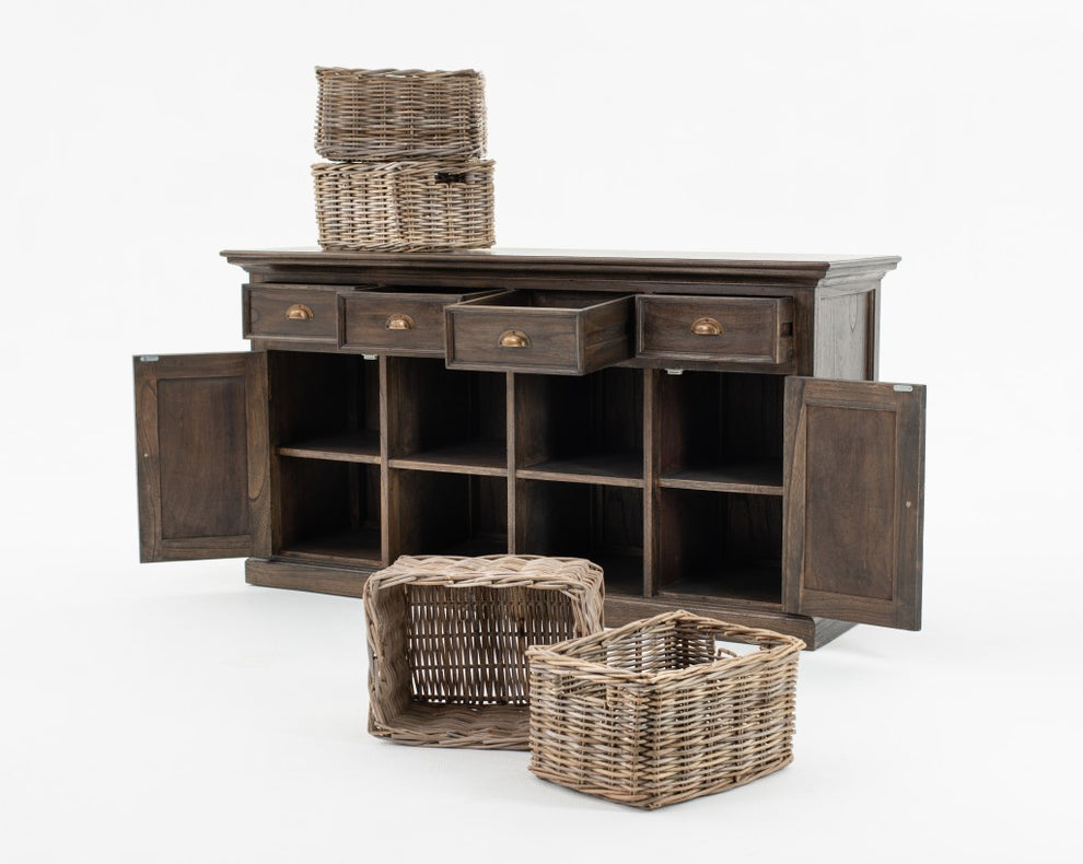 Modern Farmhouse Rustic Espresso Buffet With Baskets By Homeroots | Sideboards | Modishstore - 3