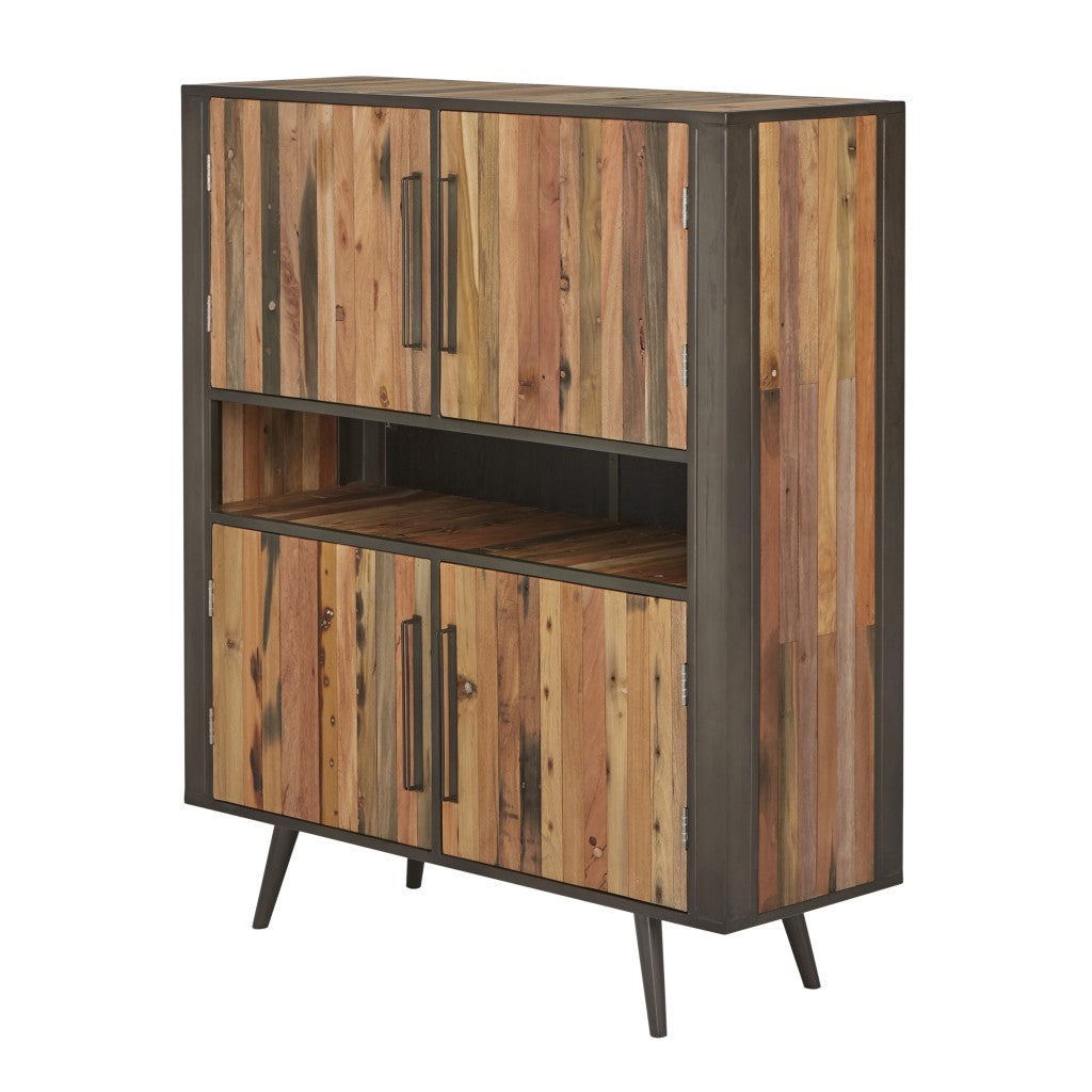 Modern Rustic Double Decker Accent Cabinet By Homeroots | Cabinets | Modishstore - 2