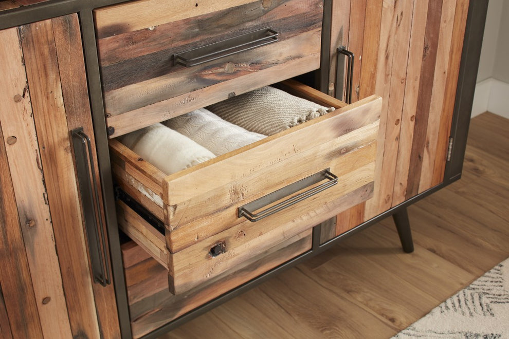 63" Modern Rustic Natural Buffet Server By Homeroots | Sideboards | Modishstore - 6