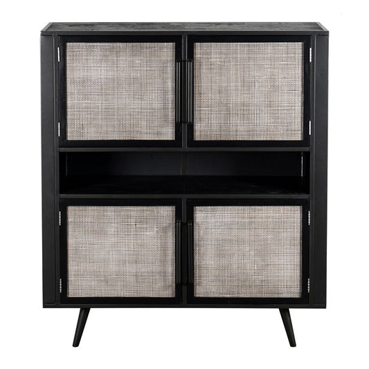 Modern Rustic Black Rattan Double Decker Accent Cabinet By Homeroots | Cabinets | Modishstore