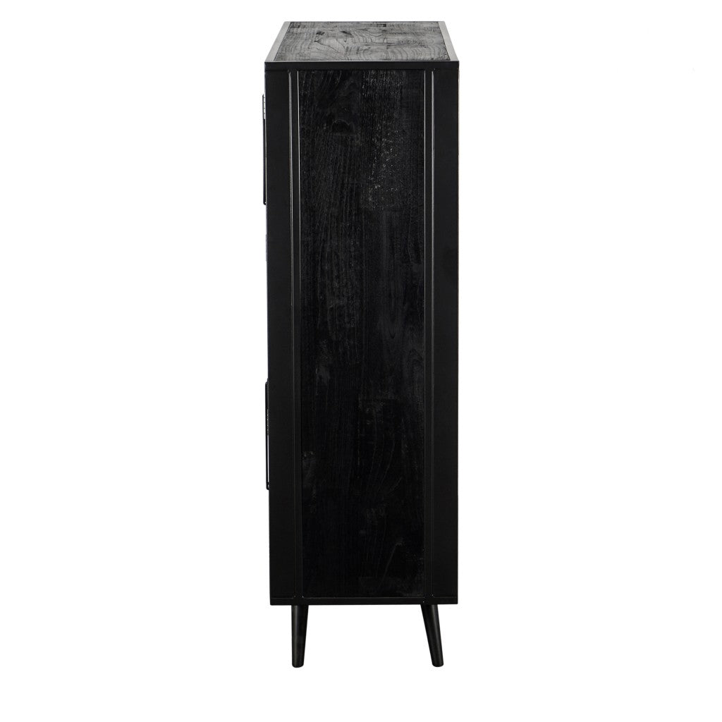 Modern Rustic Black Rattan Double Decker Accent Cabinet By Homeroots | Cabinets | Modishstore - 6
