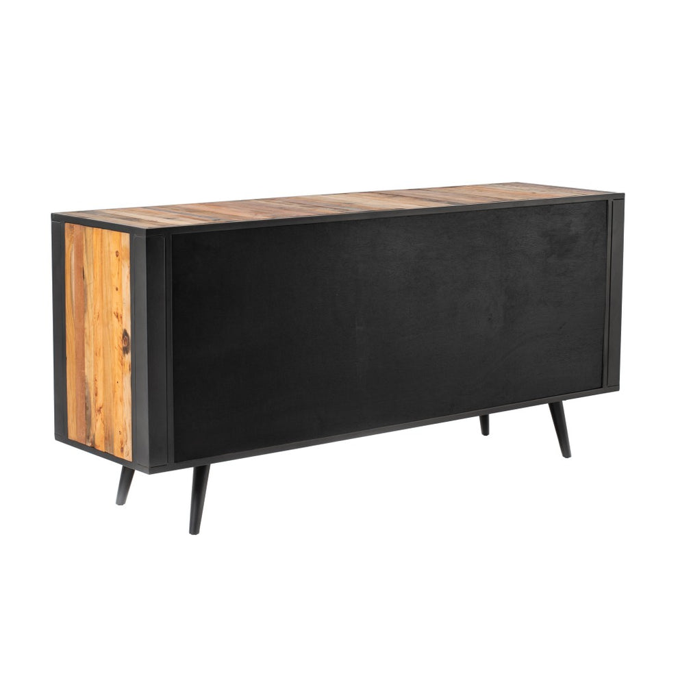 71" Modern Rustic Black Natural And Rattan Buffet Server By Homeroots | Sideboards | Modishstore - 6