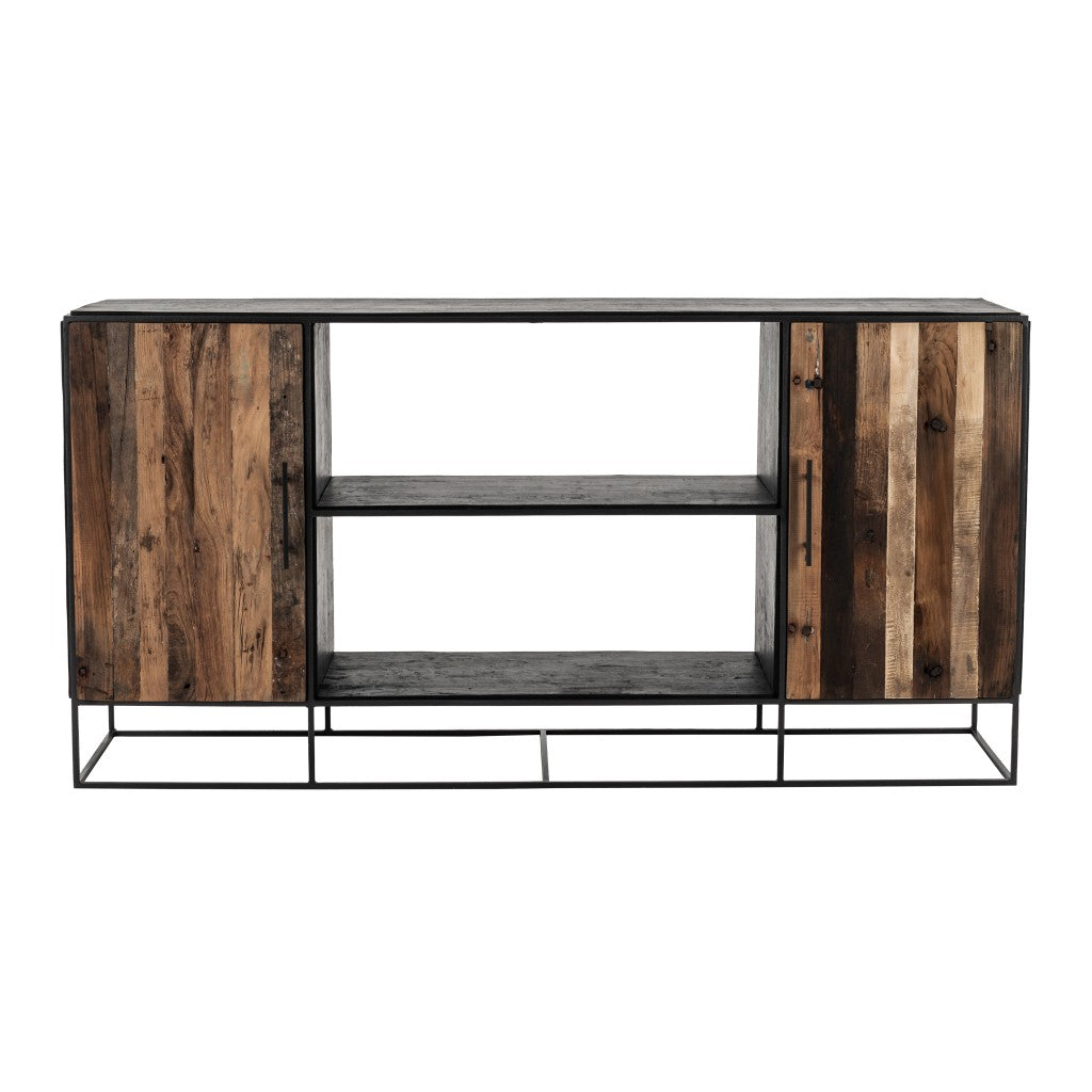 Modern Rustic Black And Natural Media Center Tv Stand By Homeroots | Cabinets | Modishstore