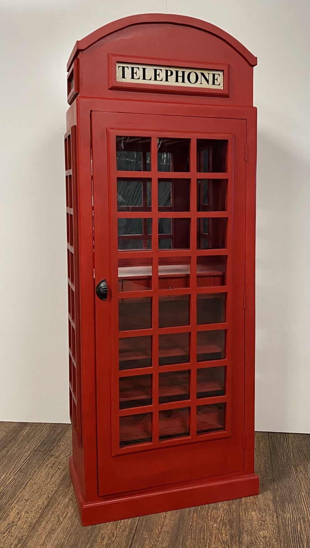 Vintage Red Wooden Phone Booth Bar Cabinet By Homeroots | Cabinets | Modishstore - 4
