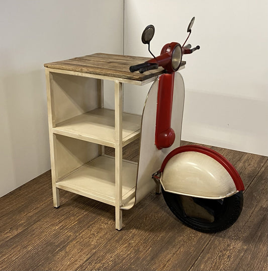 Rustic Red And Vanilla Scooter Cabinet By Homeroots | Bar Carts | Modishstore