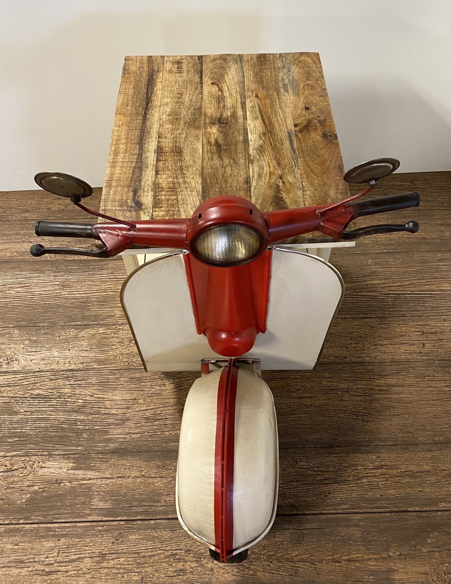 Rustic Red And Vanilla Scooter Cabinet By Homeroots | Bar Carts | Modishstore - 3