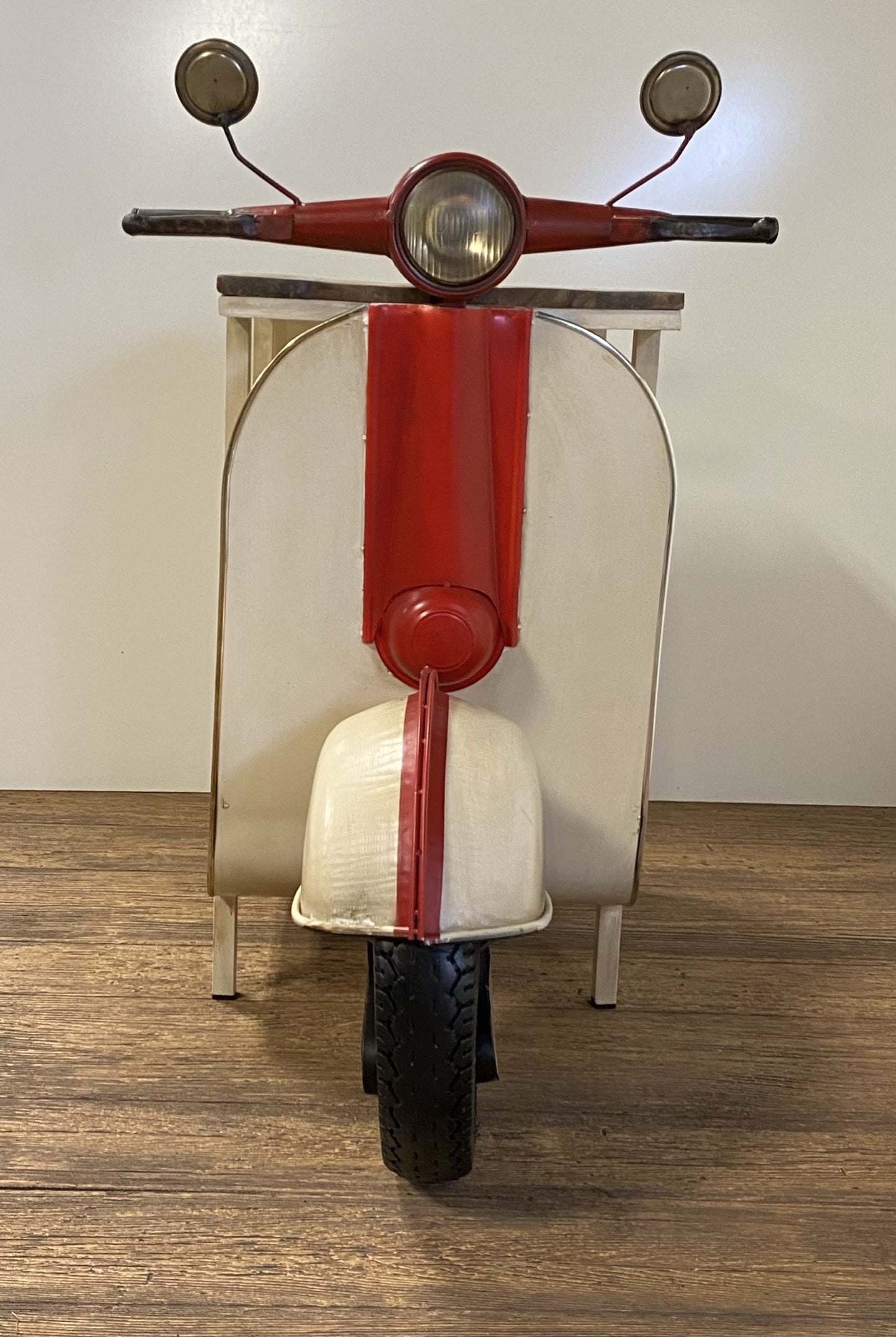 Rustic Red And Vanilla Scooter Cabinet By Homeroots | Bar Carts | Modishstore - 4