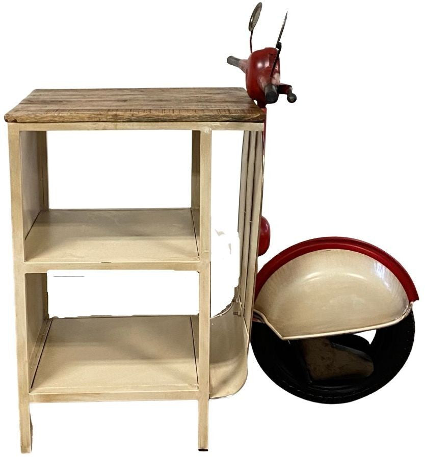 Rustic Red And Vanilla Scooter Cabinet By Homeroots | Bar Carts | Modishstore - 6