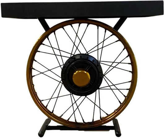 Black and Gold Wheel Accent Table By Homeroots