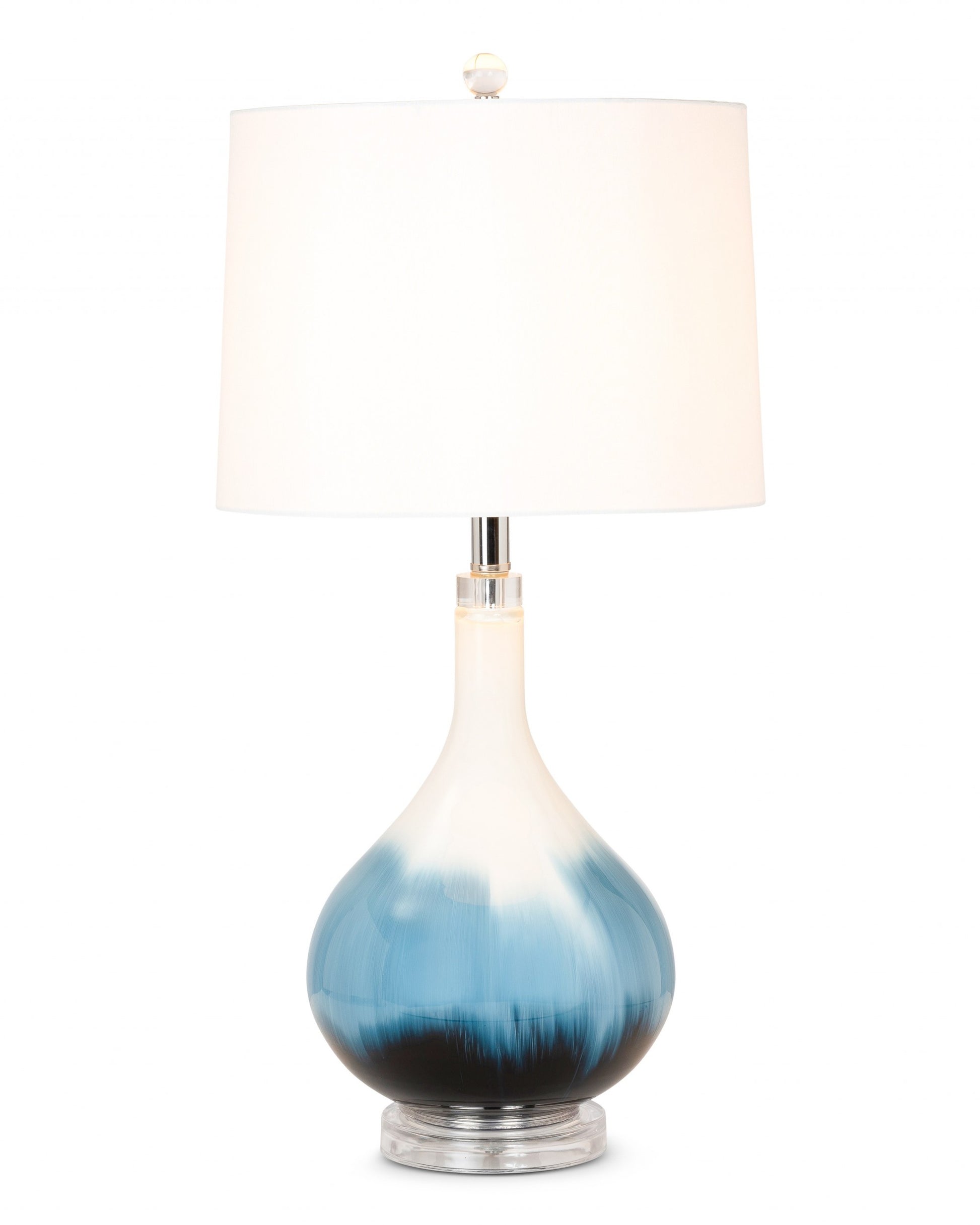 Set of 2 Ombre Blue and White Glass Table Lamps By Homeroots | Table Lamps | Modishstore - 2