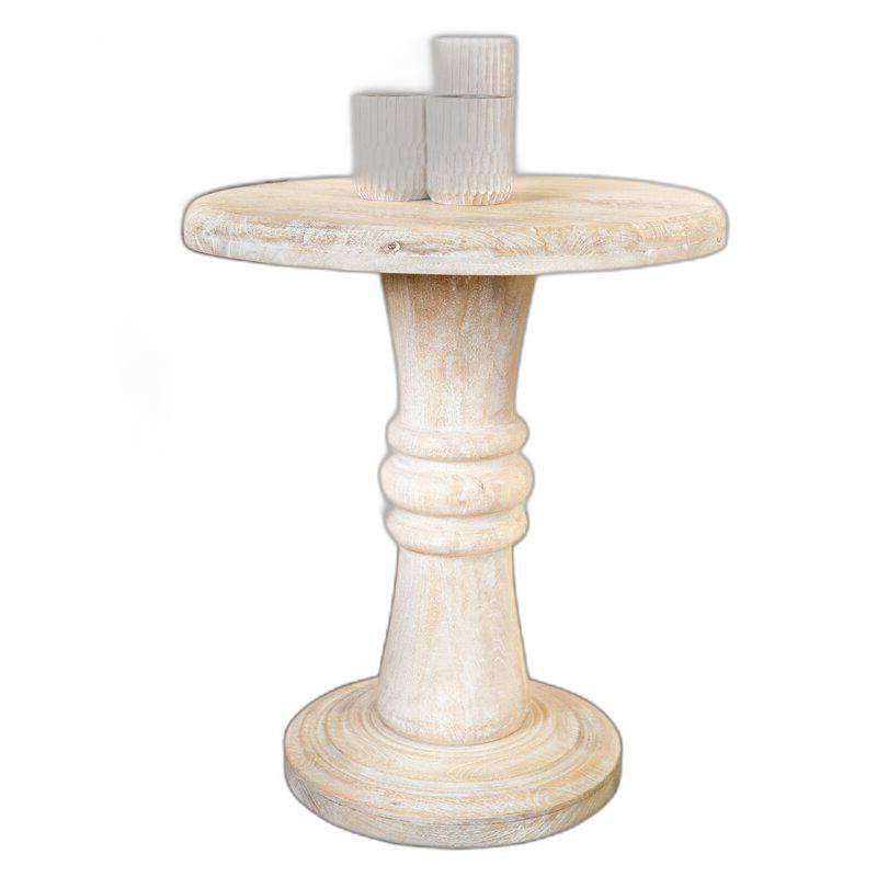 Rustic Natural Turned Pedestal End Table By Homeroots | End Tables | Modishstore - 2