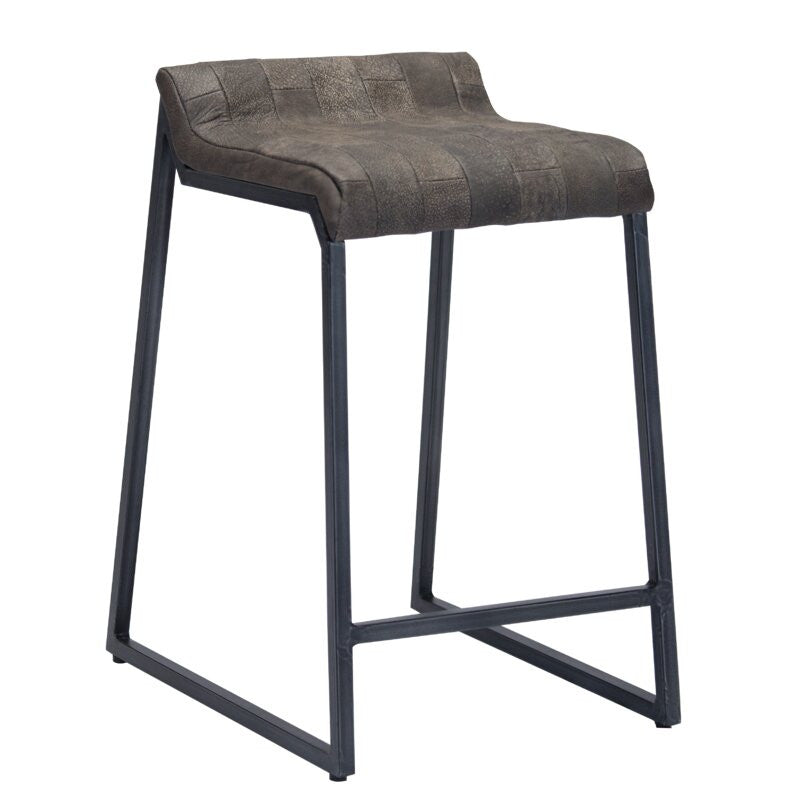 Brown Leather And Dark Grey Counter Stool By Homeroots | Counter Stools | Modishstore - 3