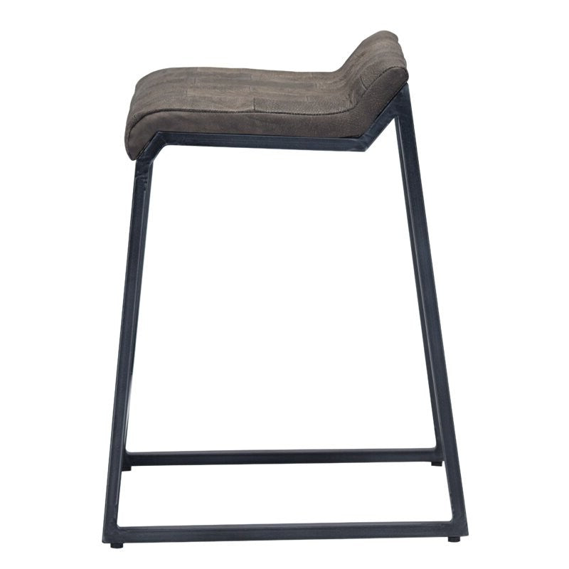 Brown Leather And Dark Grey Counter Stool By Homeroots | Counter Stools | Modishstore - 4